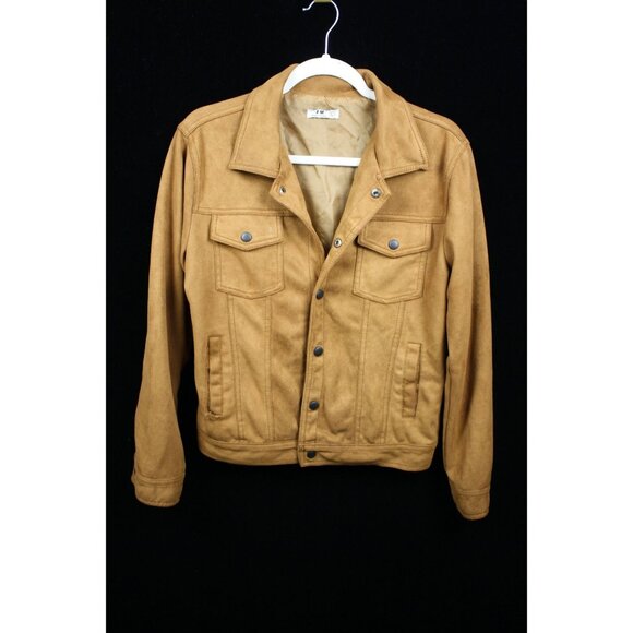 FM Other - Vintage FM Tan Suede Jacket With Button Closures & Pockets For Men Size L